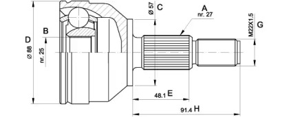 Шарнирный комплект OPEN PARTS CVJ5202.10