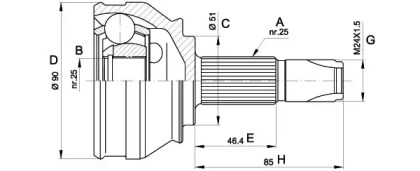 Шарнирный комплект OPEN PARTS CVJ5252.10