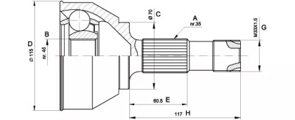 Шарнирный комплект, приводной вал OPEN PARTS CVJ5458.10