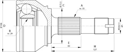 Шарнирный комплект OPEN PARTS CVJ5719.10