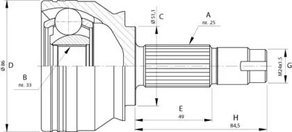 Шарнирный комплект OPEN PARTS CVJ5721.10