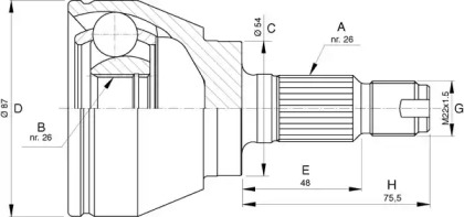 Шарнирный комплект, приводной вал OPEN PARTS CVJ5746.10