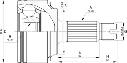 Шарнирный комплект, приводной вал OPEN PARTS CVJ5758.10