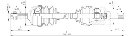 Вал OPEN PARTS DRS6254.00