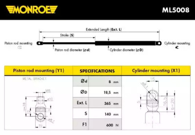 Газовая пружина MONROE ML5008