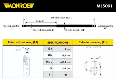 Газовая пружина MONROE ML5091