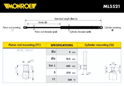 Газовая пружина MONROE ML5521