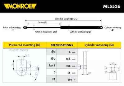 Газовая пружина MONROE ML5536