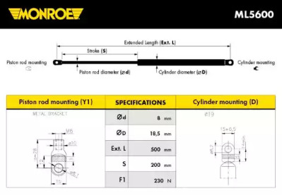 Газовая пружина MONROE ML5600