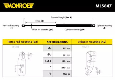 Газовая пружина MONROE ML5847