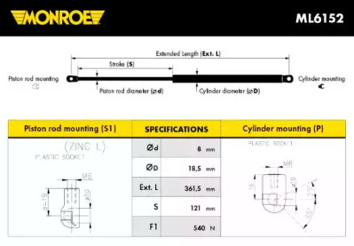 Газовая пружина MONROE ML6152