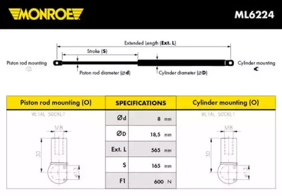 Газовая пружина MONROE ML6224