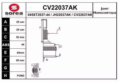 Шарнирный комплект EAI CV22037AK