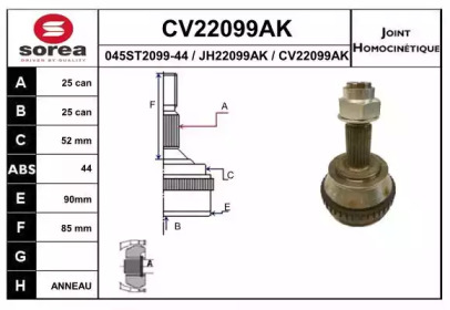 Шарнирный комплект EAI CV22099AK