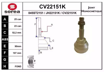 Шарнирный комплект, приводной вал EAI CV22151K