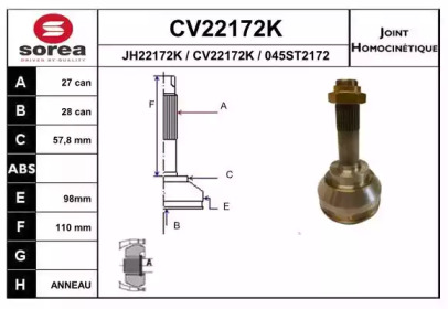 Шарнирный комплект, приводной вал EAI CV22172K