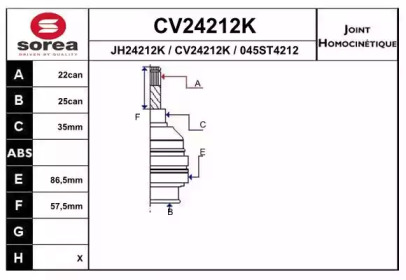 Шарнирный комплект, приводной вал EAI CV24212K