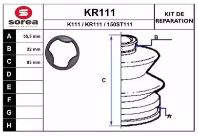 Комплект пылника, приводной вал EAI KR111