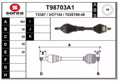 Приводной вал EAI T98703A1