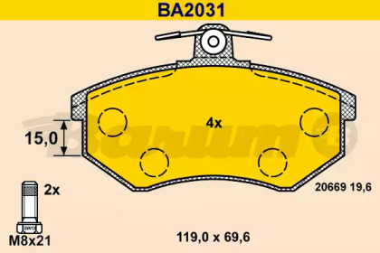 Комплект тормозных колодок BARUM BA2031