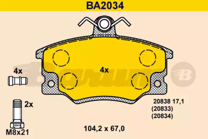 Комплект тормозных колодок BARUM BA2034