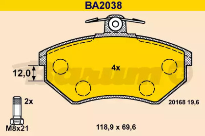 Комплект тормозных колодок BARUM BA2038