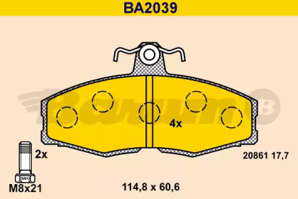 Комплект тормозных колодок BARUM BA2039