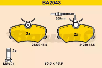 Комплект тормозных колодок BARUM BA2043