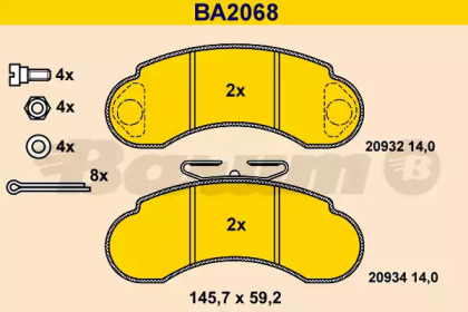 Комплект тормозных колодок BARUM BA2068