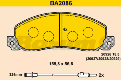 Комплект тормозных колодок BARUM BA2086