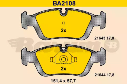 Комплект тормозных колодок BARUM BA2108