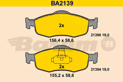 Комплект тормозных колодок BARUM BA2139