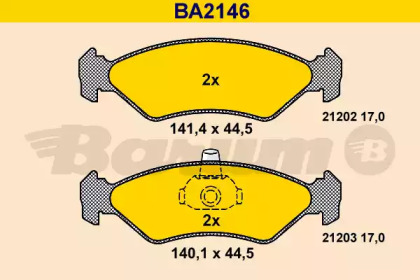 Комплект тормозных колодок, дисковый тормоз BARUM BA2146