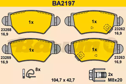 Комплект тормозных колодок BARUM BA2197