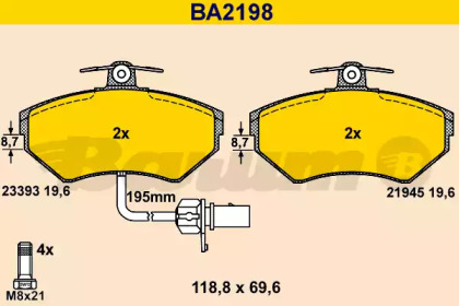 Комплект тормозных колодок BARUM BA2198