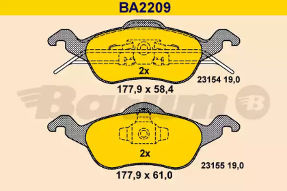 Комплект тормозных колодок BARUM BA2209