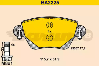 Комплект тормозных колодок BARUM BA2225