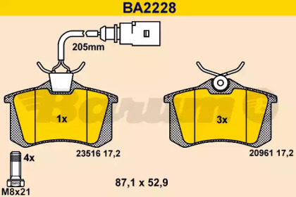 Комплект тормозных колодок BARUM BA2228