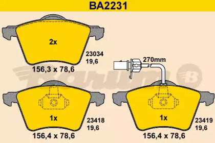 Комплект тормозных колодок BARUM BA2231