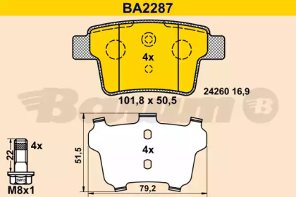 Комплект тормозных колодок BARUM BA2287