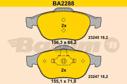 Комплект тормозных колодок BARUM BA2288