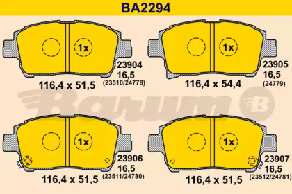 Комплект тормозных колодок BARUM BA2294