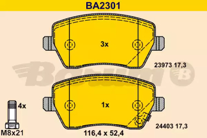 Комплект тормозных колодок BARUM BA2301