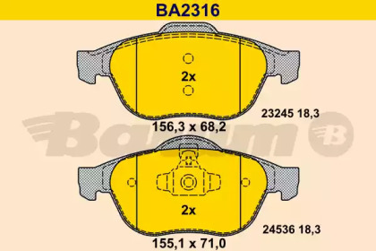 Комплект тормозных колодок BARUM BA2316