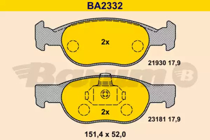 Комплект тормозных колодок BARUM BA2332