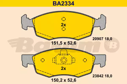 Комплект тормозных колодок BARUM BA2334