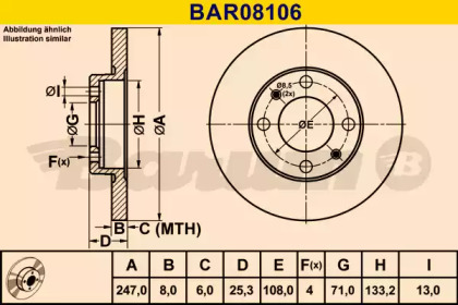 Тормозной диск BARUM BAR08106