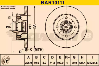 Тормозной диск BARUM BAR10111