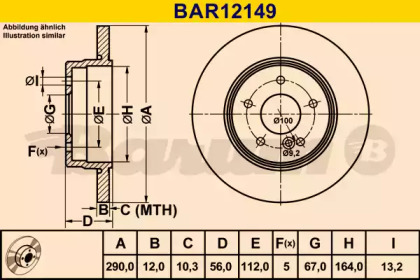 Тормозной диск BARUM BAR12149