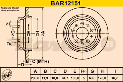 Тормозной диск BARUM BAR12151